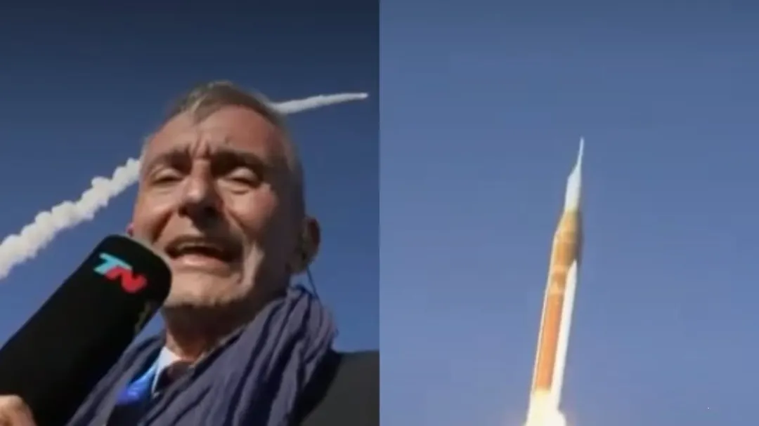 Momento exacto de la separación del cohete SLS, una maniobra clave para el éxito de la misión espacial.