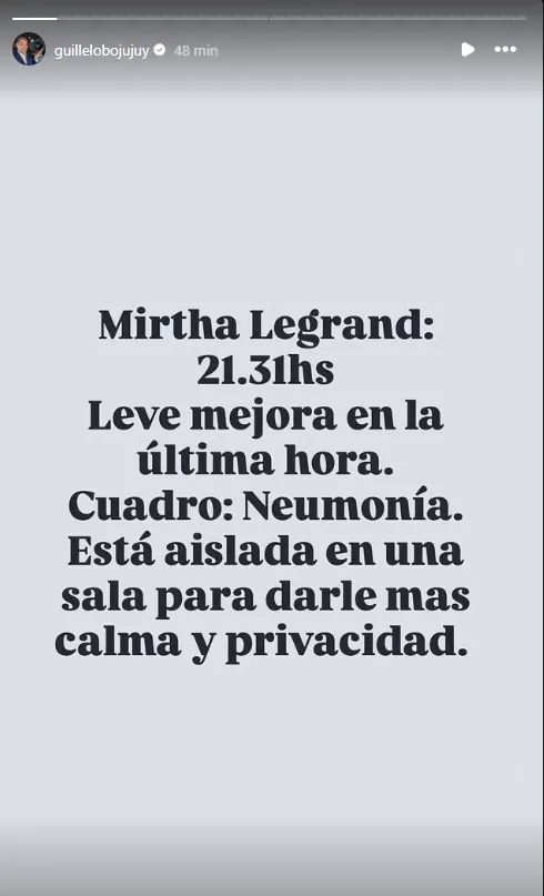 La conductora evoluciona en su estado.