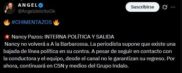 Ángel de Brito fue el encargado de confirmar el final de la periodista en el ciclo matutino.