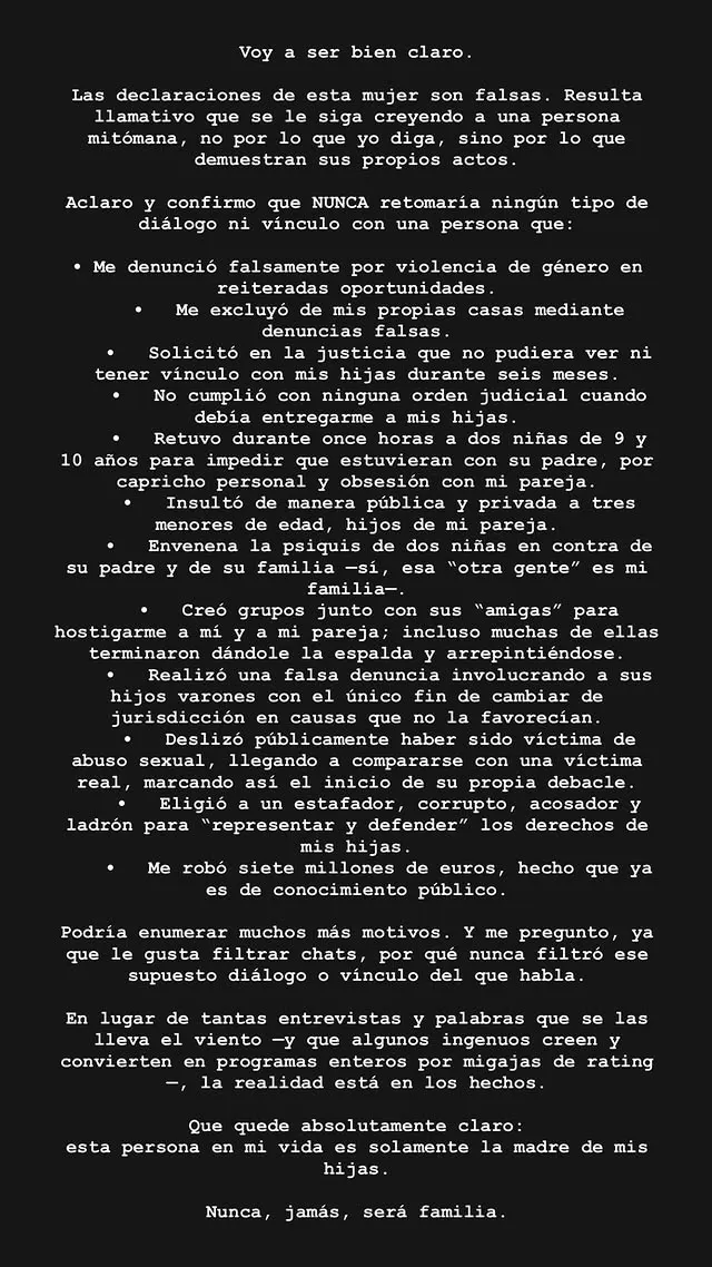 El extenso mensaje de Mauro. Créditos: Instagram
