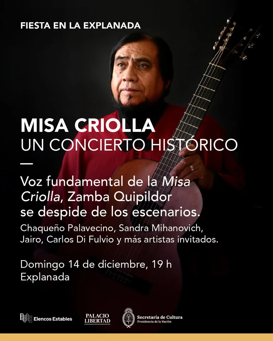 Zamba Quipildor se despedirá de los escenarios con un concierto histórico en el Palacio Libertad. 