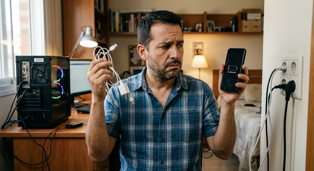 Un celular conectado a una computadora recibe menos energía porque sus puertos priorizan también la transferencia de datos.