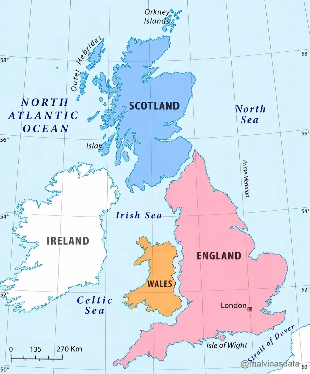 El mapa del Reino Unido.