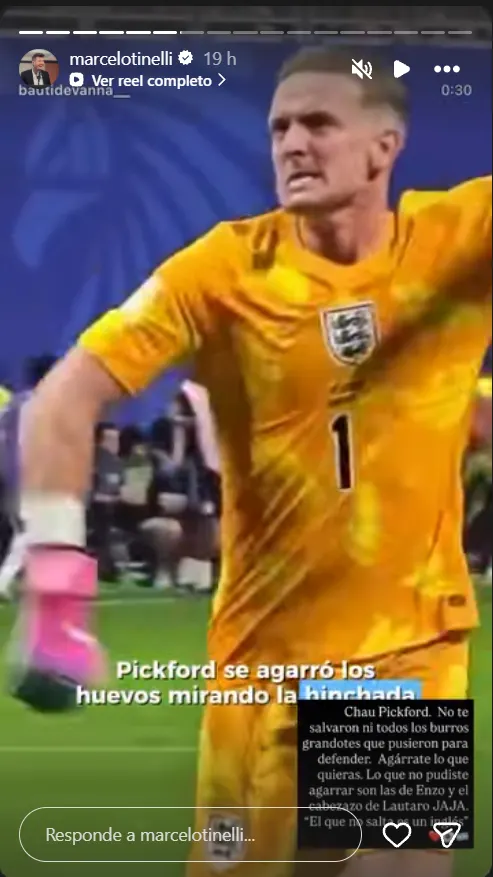 El arquero Jordan Pickford quedó en el centro de las críticas tras realizar gestos inapropiados hacia los hinchas argentinos.