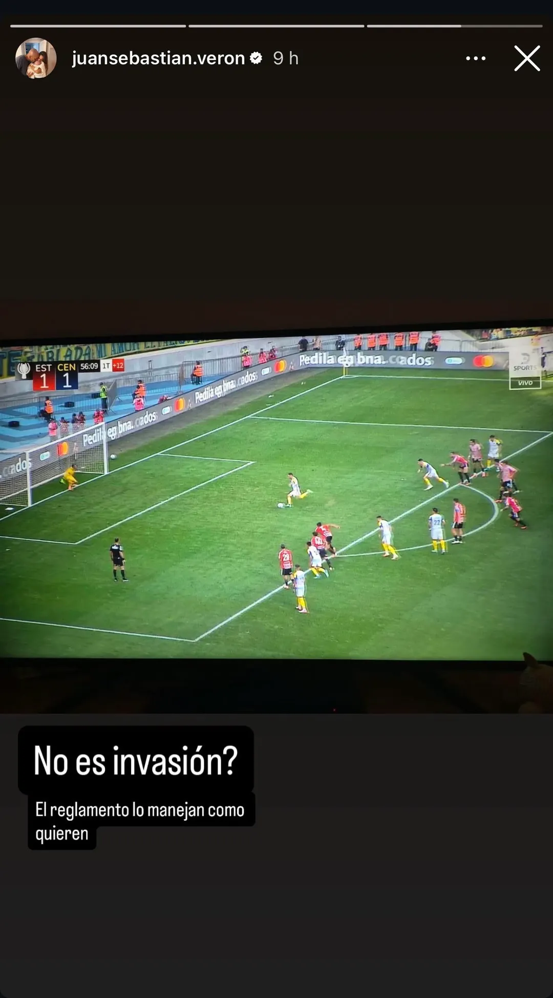 La historia que subió Verón tras el gol de penal de Di María.