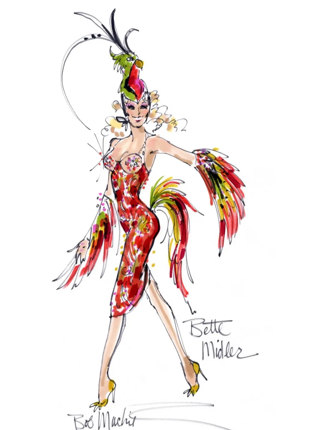 Boceto de un diseño pensado para la gran artista Bette Midler.