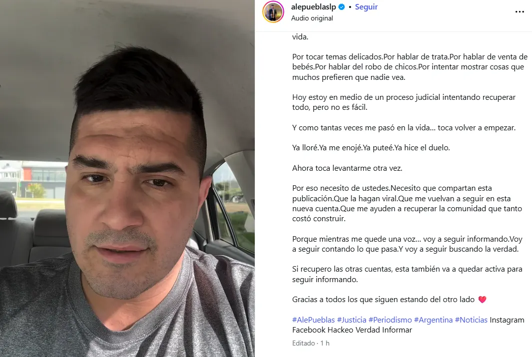 El periodista se armó nuevas redes y confirmó que está intentando recuperar sus anteriores cuentas. 