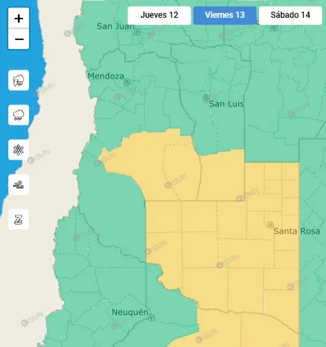 El SMN emitió un alerta por tormentas para este viernes en Mendoza.