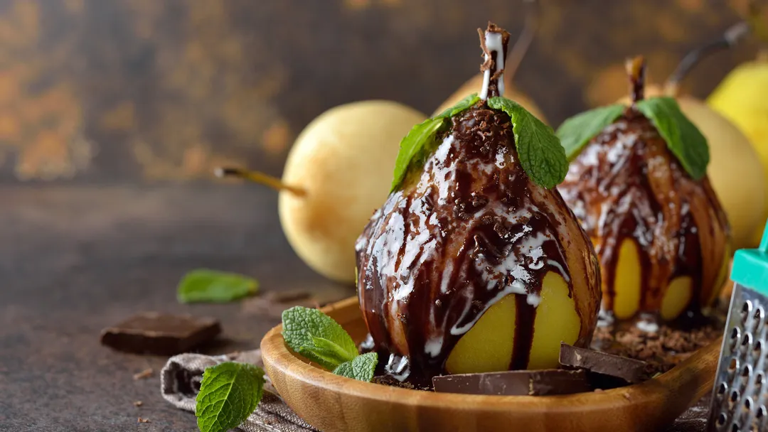 Receta de peras con chocolate