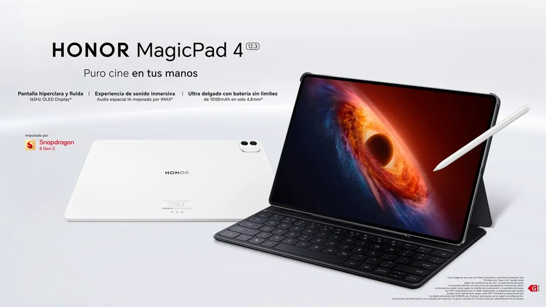 Honor MagicPad 4 presenta un grosor de 4,8 mm con panel de 165 Hz.