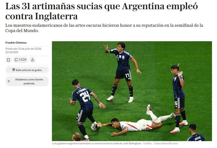 El insólito artículo que publicó un medio inglés con "los 31 trucos sucios" que utilizó Argentina.