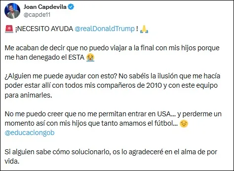 El pedido de Joan Capdevila, campeón con España en Sudáfrica 2010, antes de la final del Mundial. 
