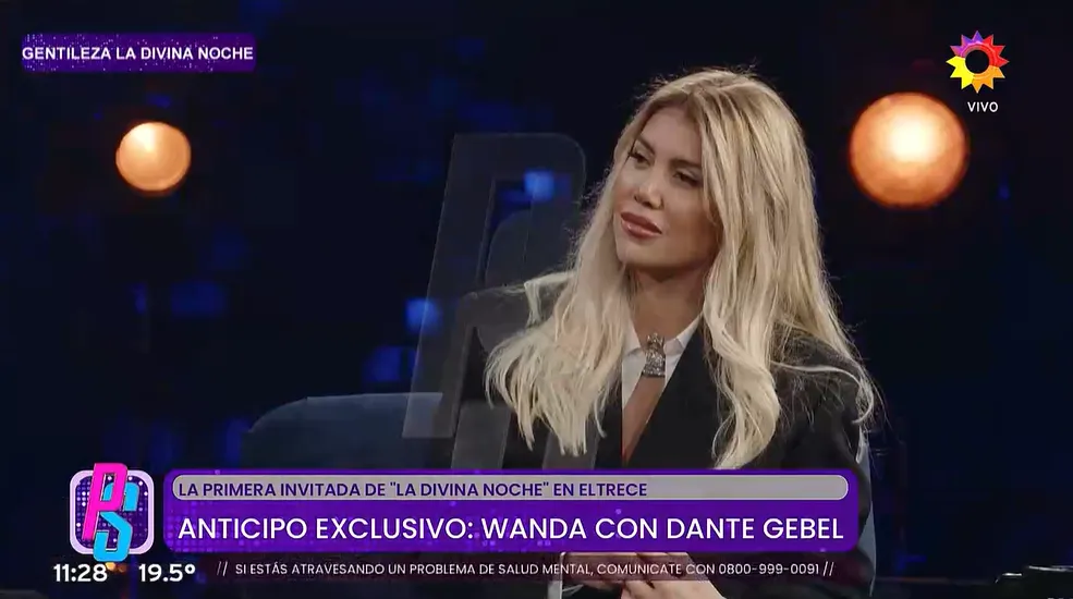 Wanda Nara, la primera invitada de Dante Gebel. Foto: captura de video/ El Trece. 