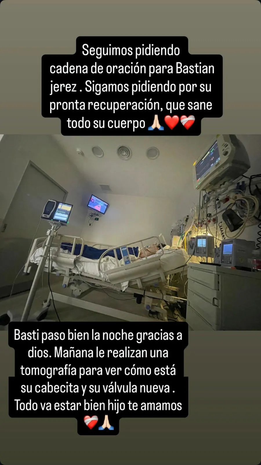 La imagen que compartió la mamá de Bastián en redes sociales.