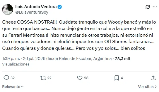 La respuesta de Luis Ventura. 