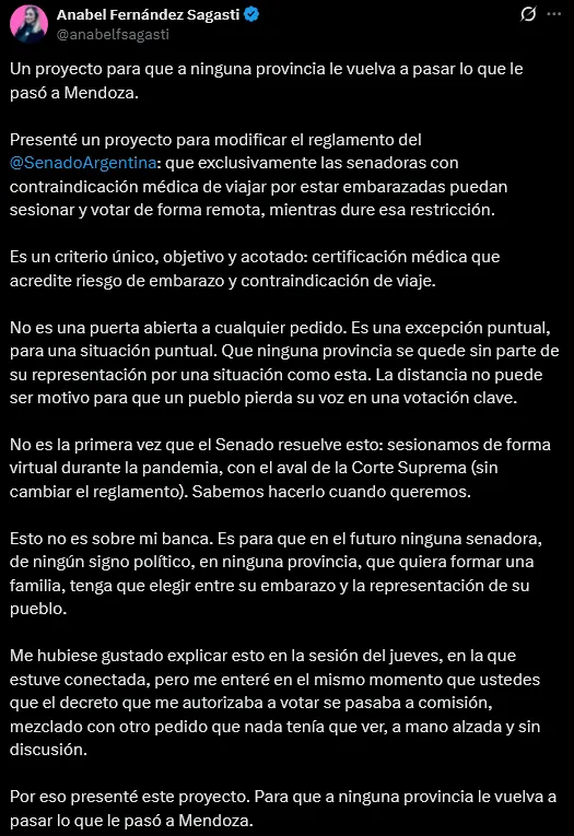 El tuit por Fernández Sagasti en X