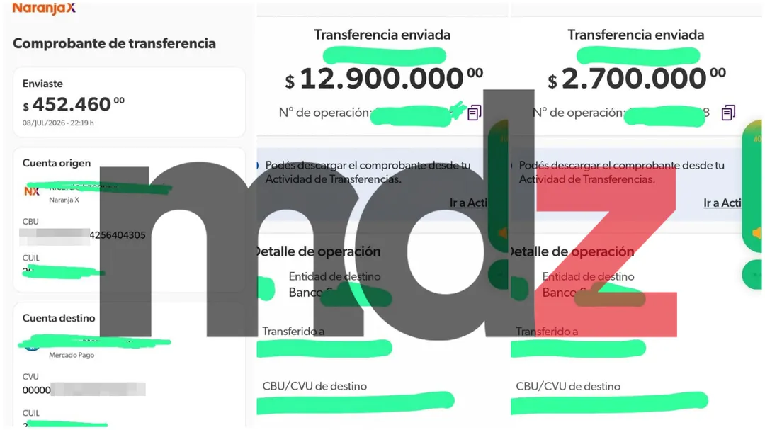 Algunas de las transferencias que realizaron los maleantes. 