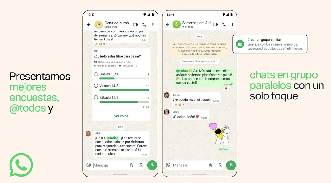 WhatsApp incorpora nuevas herramientas para los chats grupales. Foto: WhatsApp