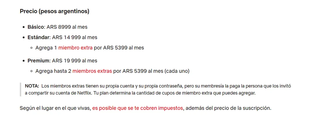 Precio en Argentina de los tres planes de Netflix: Básico, Estándar y Premium