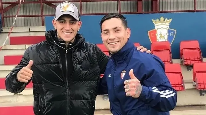 Gastón y el Chimy, cuando el delantero jugaba en el Osasuna. 