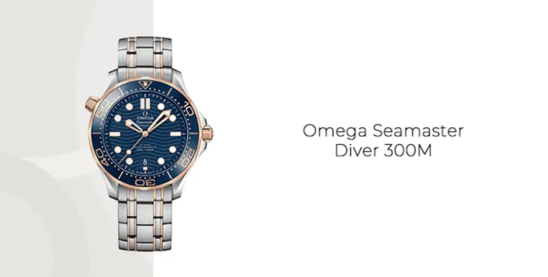 Omega Seamaster Diver 300M: Leyenda del buceo profesional y del cine con 300 metros de resistencia al agua.