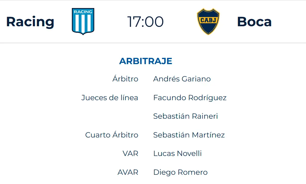 La terna arbitral de la semifinal entre Racing y Boca.