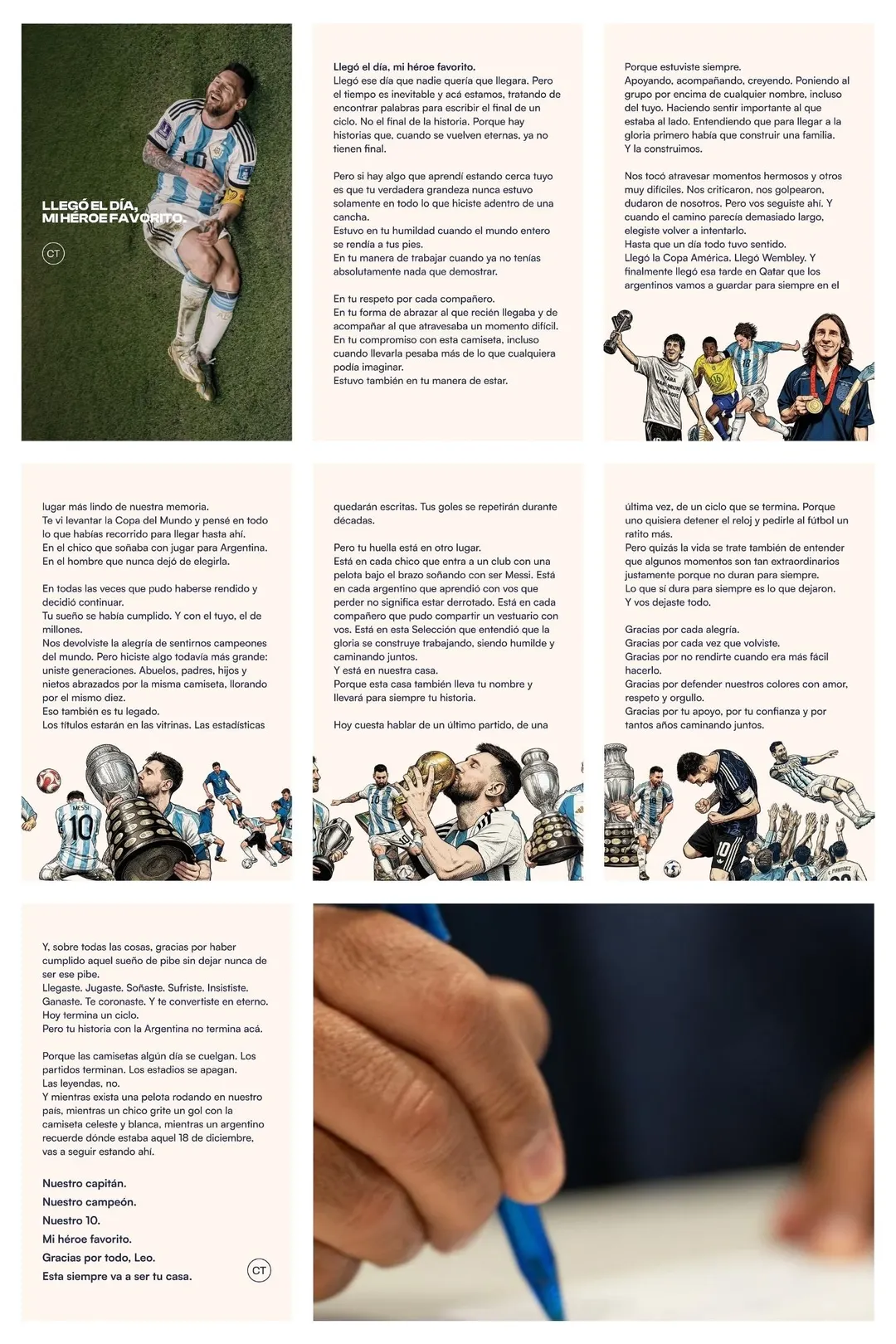 La carta que Chiqui Tapia le dedicó a Messi tras su despedida.