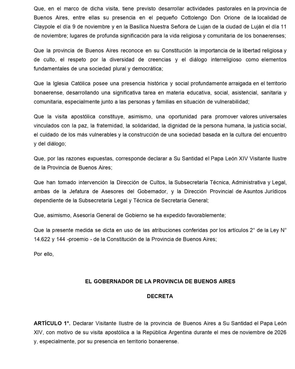 Capturas  del boletín oficial del decreto firmado por el gobernador