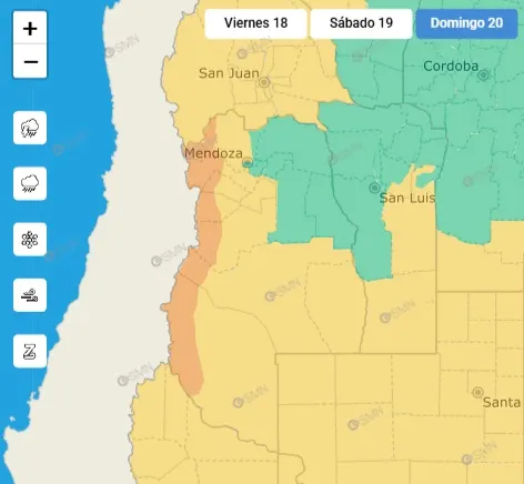 El SMN emitió un alerta por Zonda para el domingo y Potrerillos es una de las zonas afectadas. 