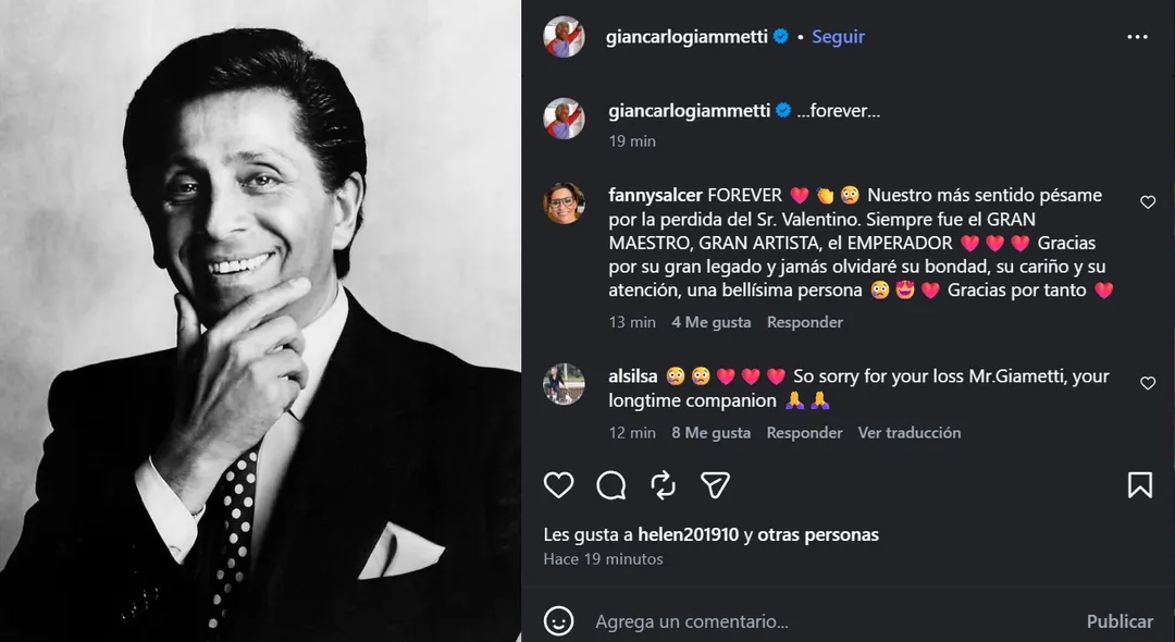 El posteo realizado este lunes en la cuenta de Instagram @giancarlogiammetti  