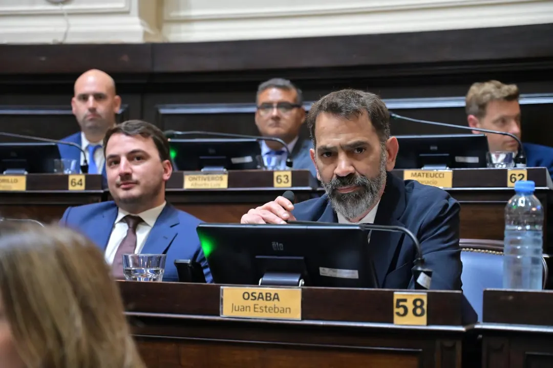 Juanes Osaba, el nuevo presidente del bloque legislativo de los diputados bonaerense. Al lado, Agustín Romo, vice de la Cámara y referente de Santiago Caputo.