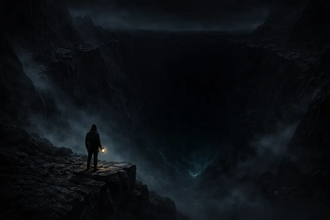 El abismo, en esta frase de Nietzsche, funciona como una imagen de aquello que una persona enfrenta durante tanto tiempo que termina dejándole marcas.