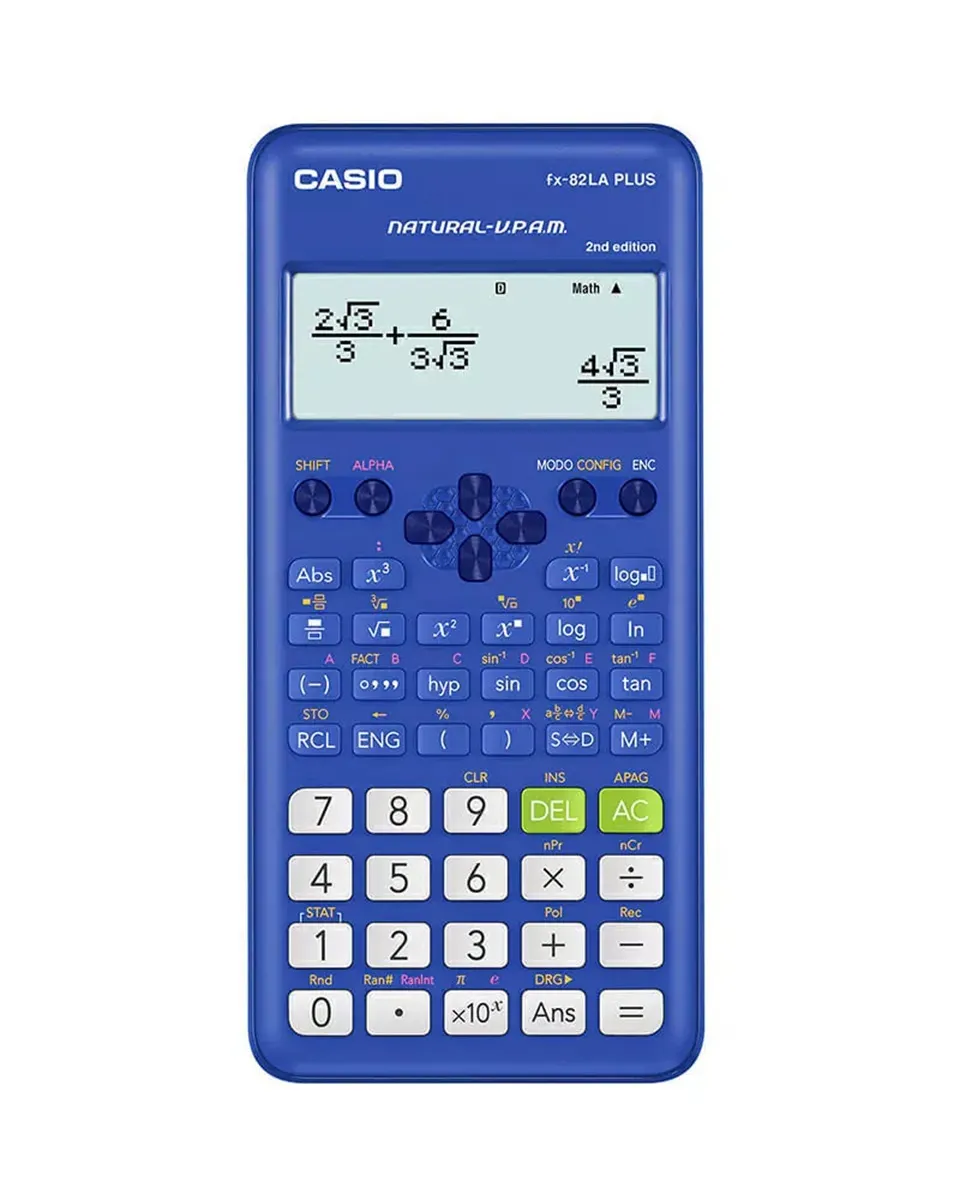 Casio FX-82LAPLUS2-BU: Formato clásico en color azul para operaciones matemáticas esenciales.