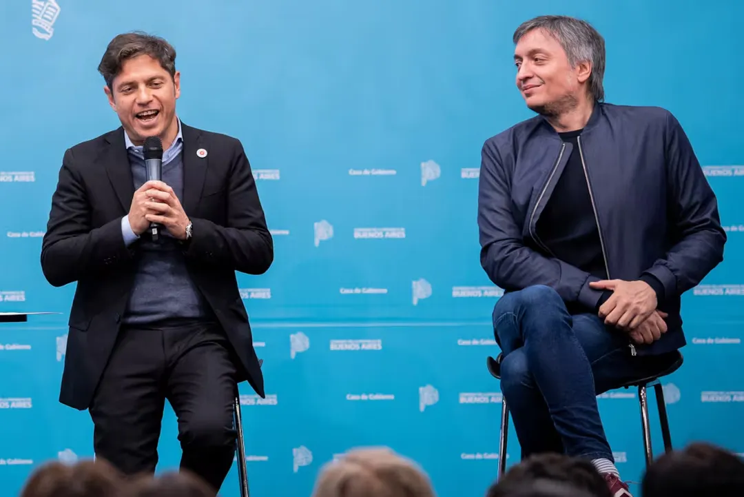 Axel Kicillof y Máximo Kirchner. Uno preside el partido, el otro el Congreso del PJ y por abajo arde la interna entre La Cámpora y el MDF