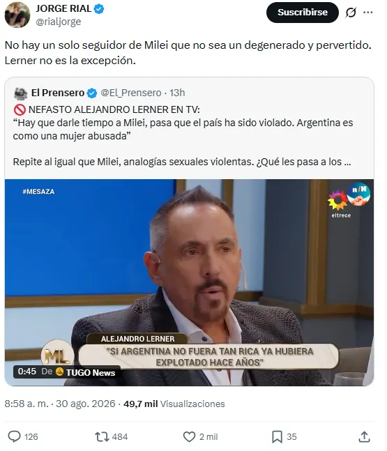 Jorge Rial contra Alejandro Lerner. 