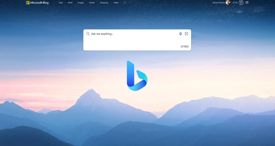 Inicio y búsqueda con Bing.