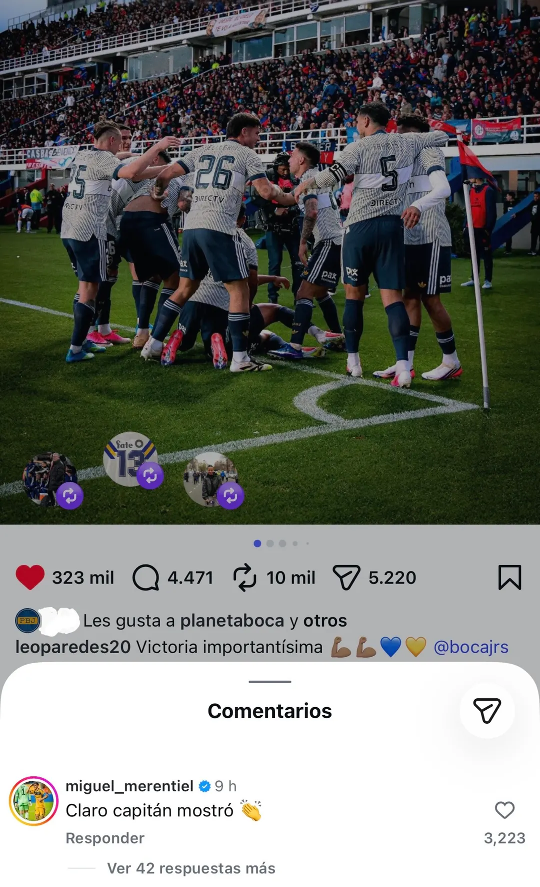 El comentario de Merentiel a Paredes que refleja la buena onda que hay entre los dos.