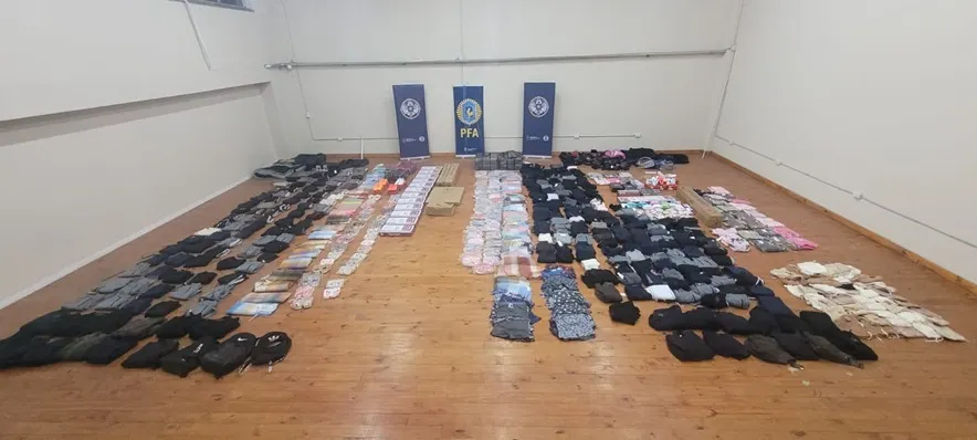 Mercadería y otros elementos incautados durante el procedimiento en Mendoza. 