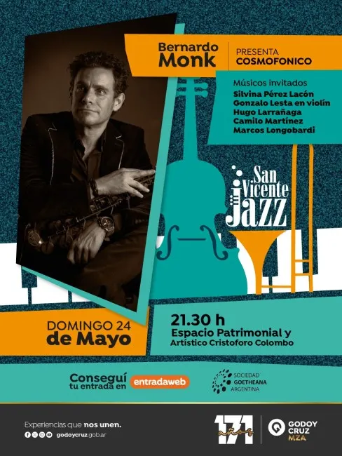 Bernardo Monk estará presente el domingo 24 en San Vicente Jazz. 
