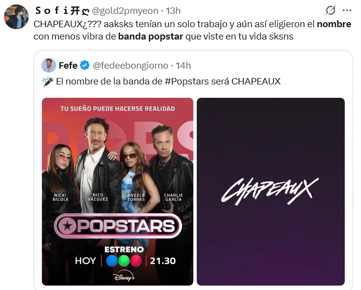 Críticas al nombre de la nueva banda de Popstars.