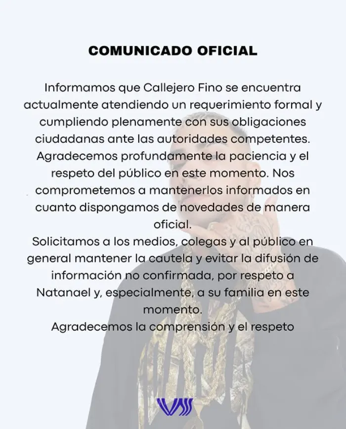 El comunicado tras la detención de Callejero Fino. 