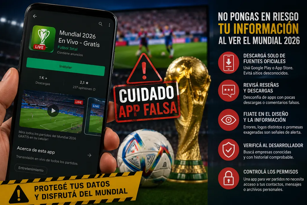 Verificar desarrolladores y reseñas ayuda a evitar el robo de datos durante el Mundial.