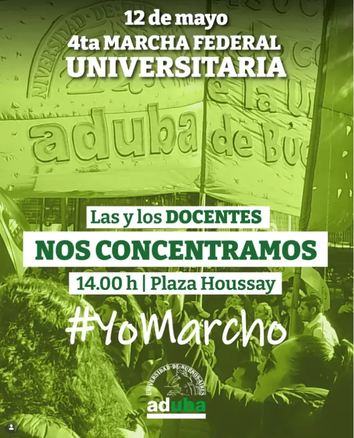 Aduba convocó a la Plaza Houssay para iniciar la marcha universitaria.