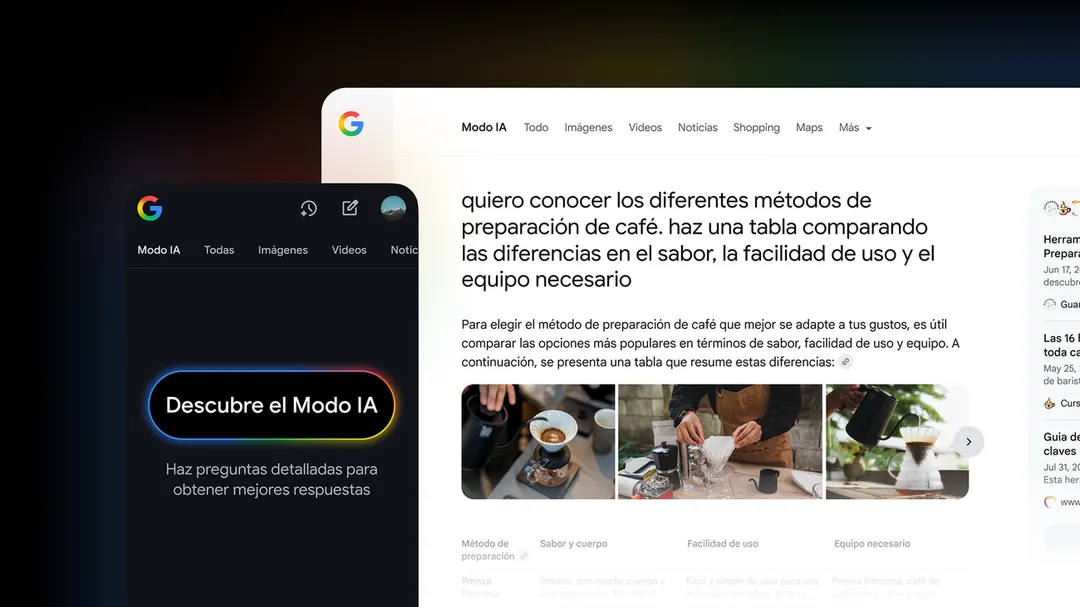 Potencia tus búsquedas con el Modo IA de Google. 