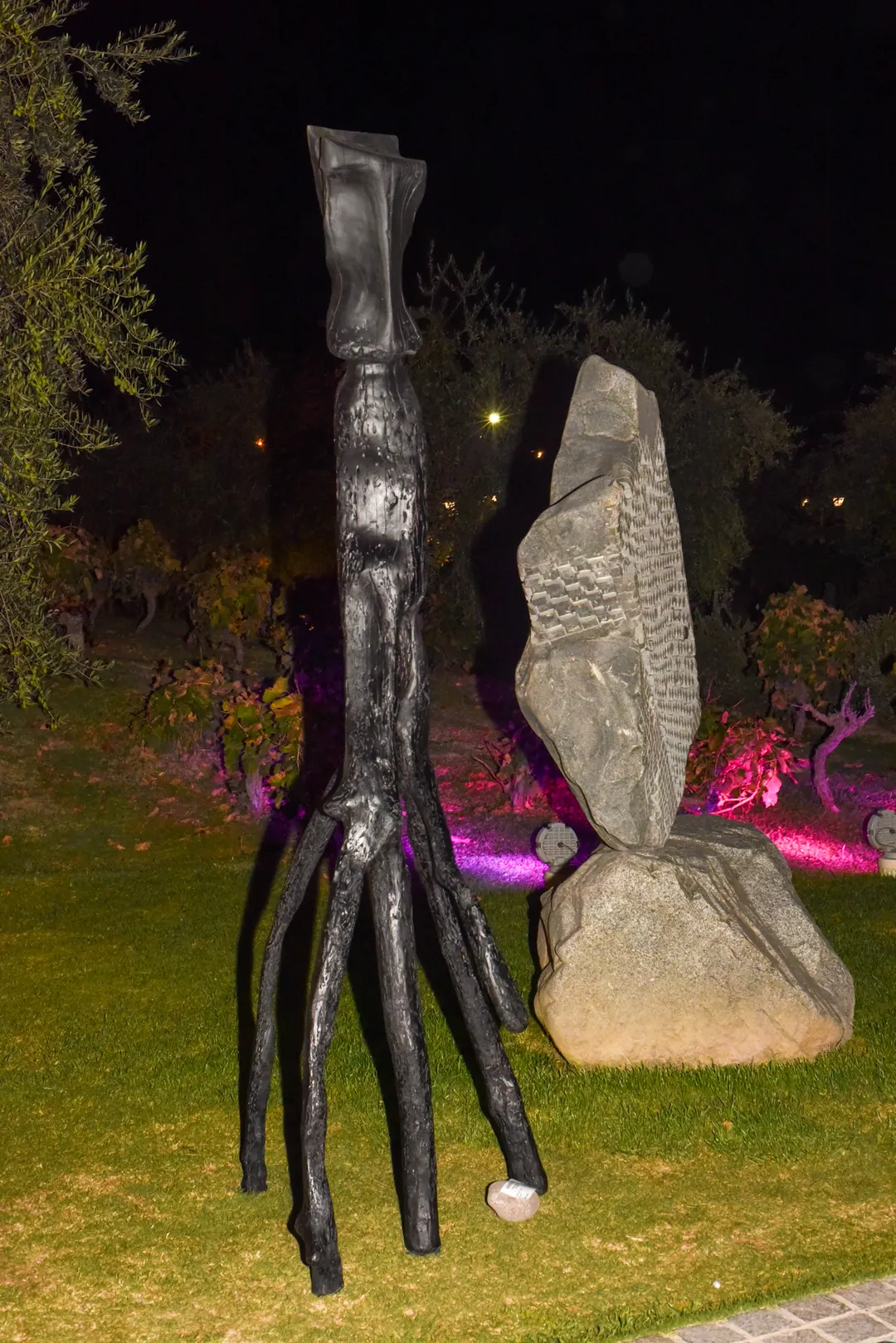 Las esculturas de  Mariano Ruffo están realizadas con árboles caídos de la zona de Maipú.