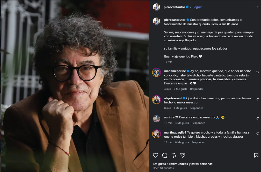 El cantante tenía 81 años, se desconoce la causa de muerte.
