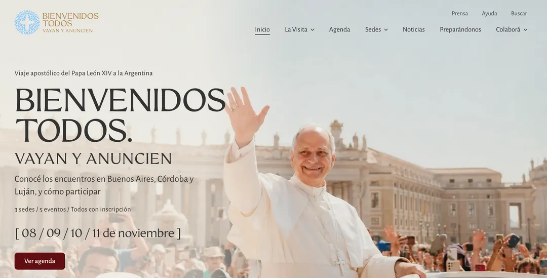 As&iacute; es el sitio oficial de la visita del papa Le&oacute;n XIV a la Argentina.