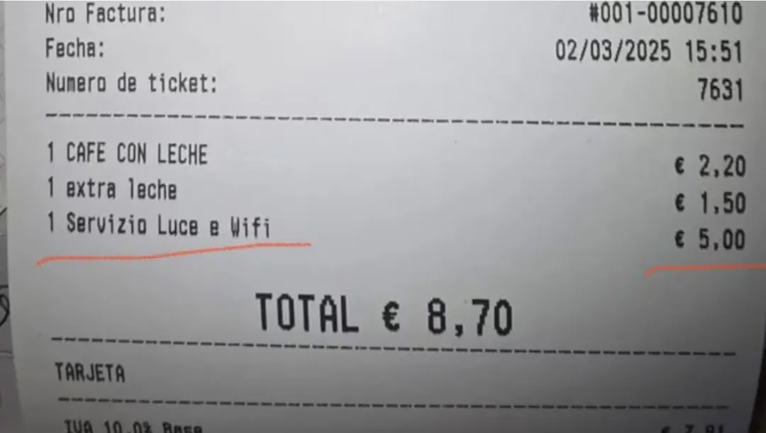 El ticket fue publicado por el usuario de X @soycamarero.