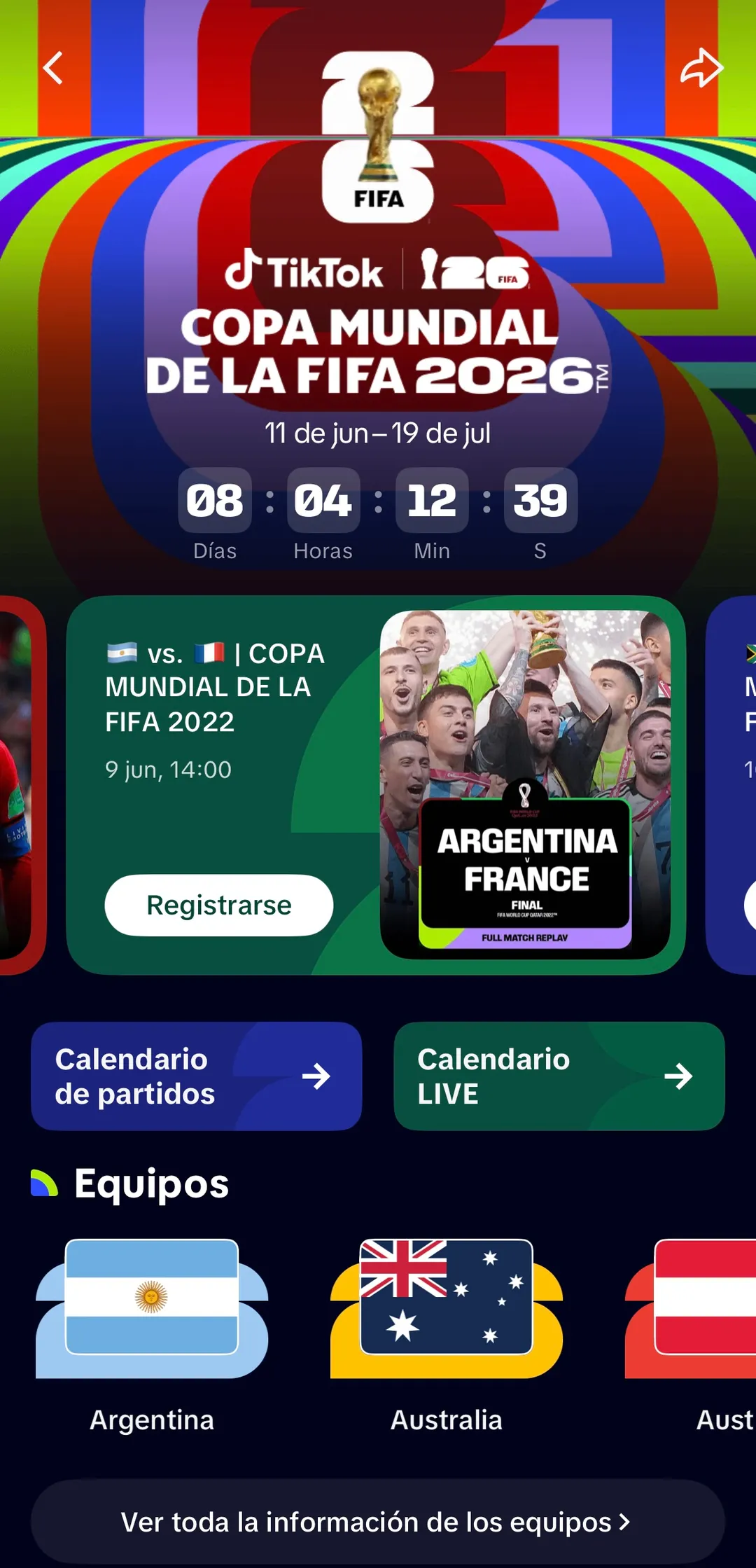 El Mundial 2026 se podrá seguir a través de TikTok.