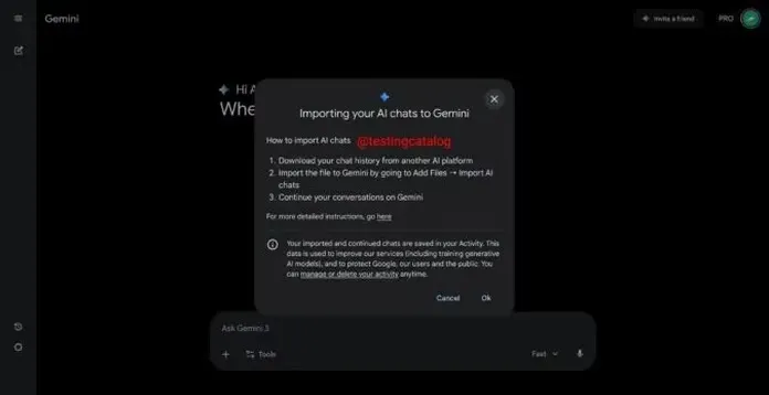 La función para importar chats busca que los usuarios de servicios como ChatGPT se pasen a la inteligencia artificial de la compañía sin perder sus datos.